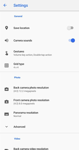 Câmera do Google novo menu