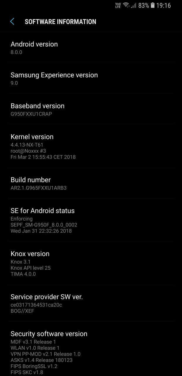 Galaxy S8 rodando port do Galaxy S9