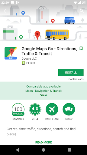 Google Play indicando aplicativos Lite e Go