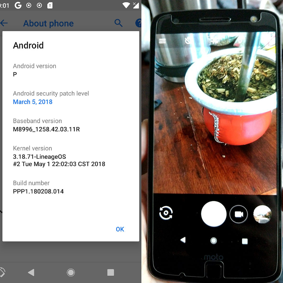 Moto Z Android P Preview 1 port