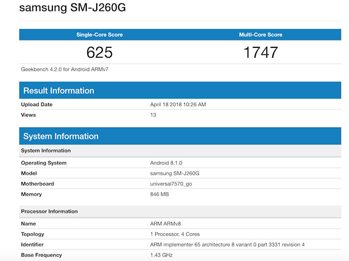 Galaxy J2 Core Android Go