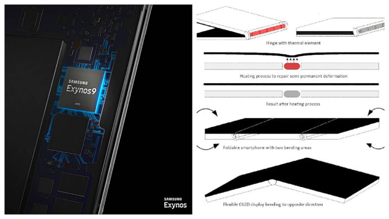 Samsung Exynos logo e Motorola patente de tela flexível auto regenerável