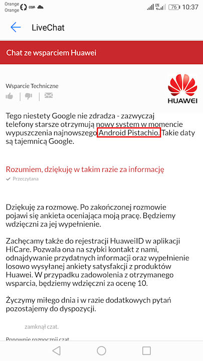 Android Pistache vazamento Huawei