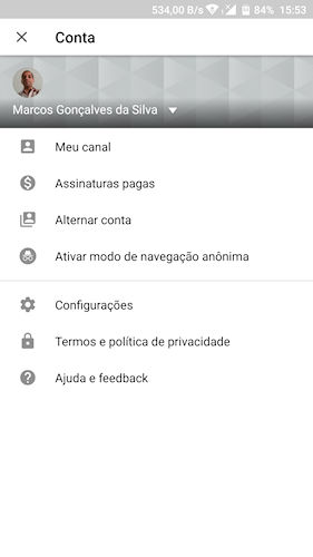 YouTube Modo de navegação anônima