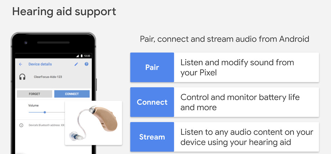 Android tem suporte nativo para aparelhos auditivos