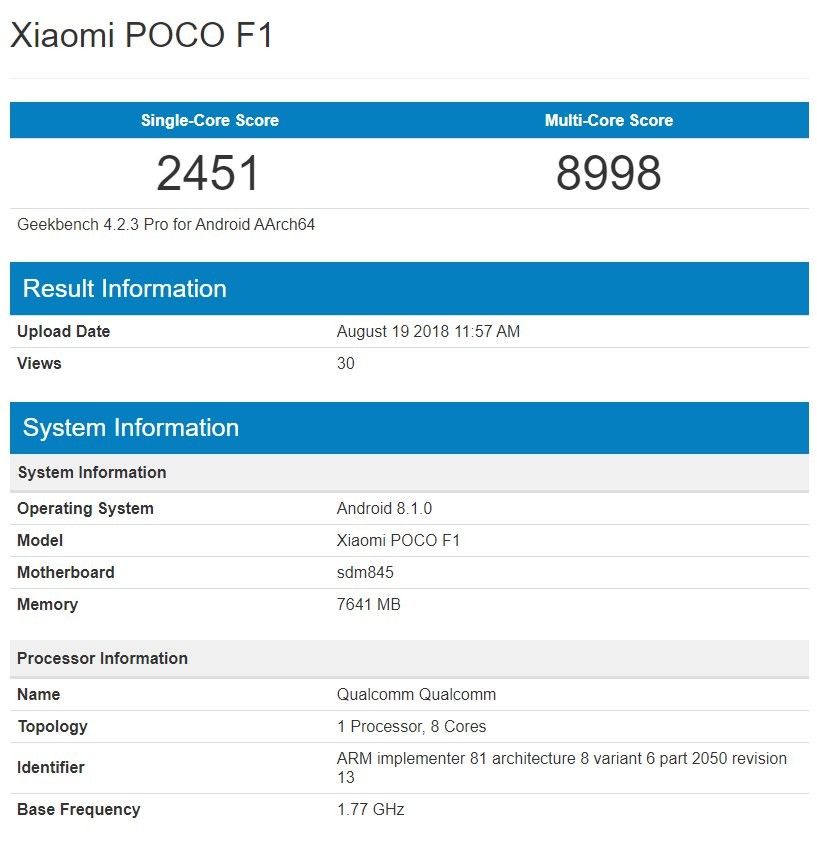 Pocophone F1 benchmark