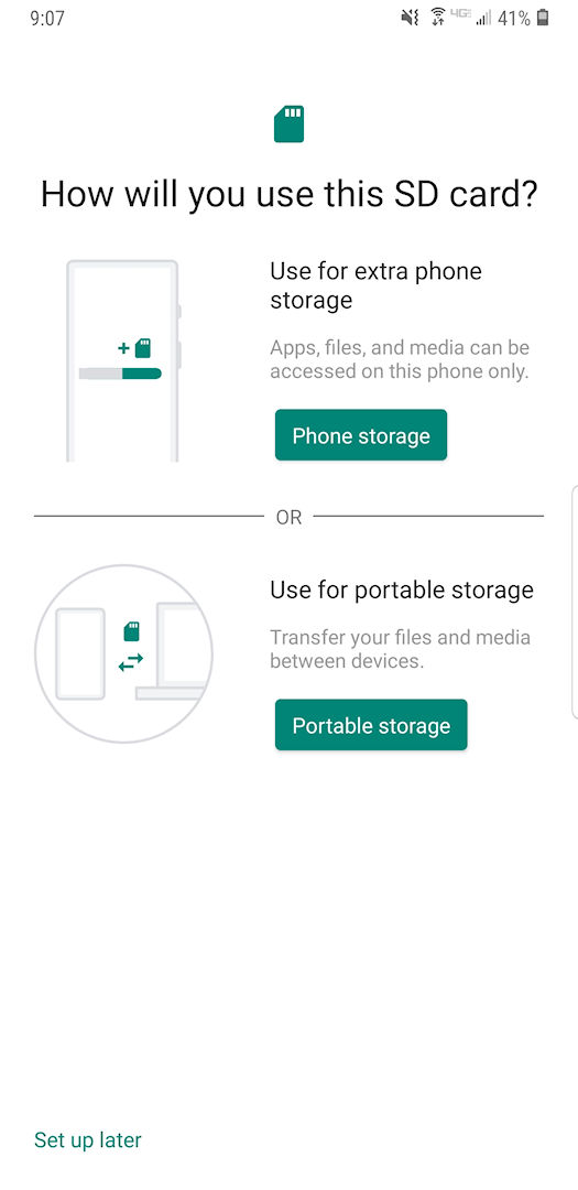 Android 9 Pie Samsung armazenamento adotável