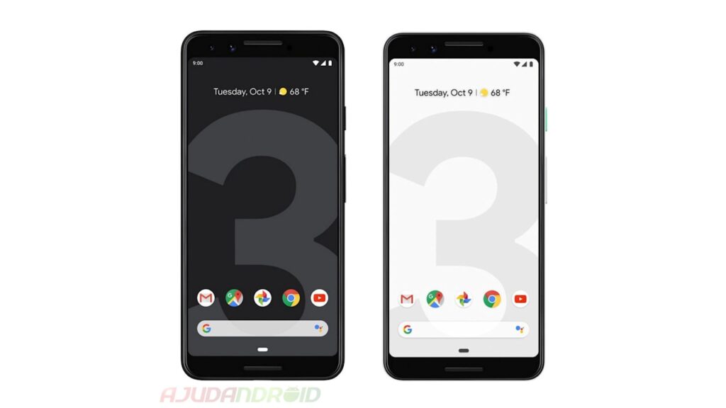 Google Pixel 3 Tema claro e tema escuro