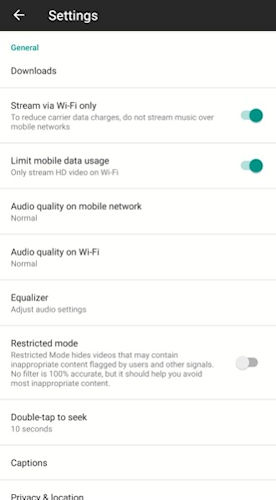 YouTube Music equalizador de áudio