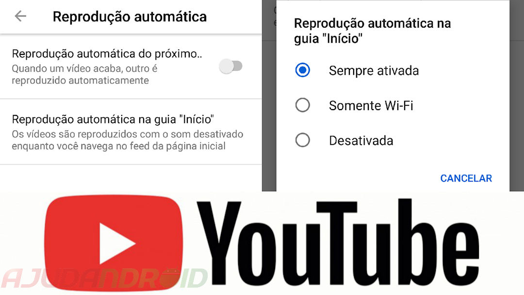 Reprodução automática na guia Início no YouTube