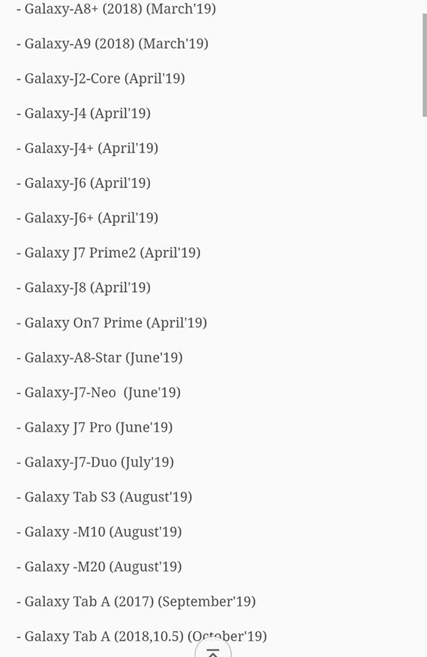 Lista de atualização da Samsung para o Android 9 Pie
