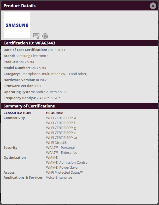 Galaxy S7 Certificação para o Android 9 Pie