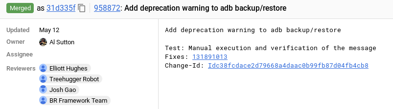 Backup e restauração via ADB será descontinuado