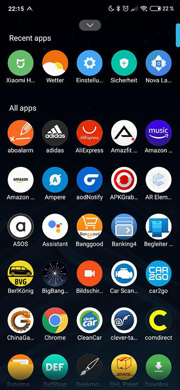 MIUI Launcher gaveta de aplicativos