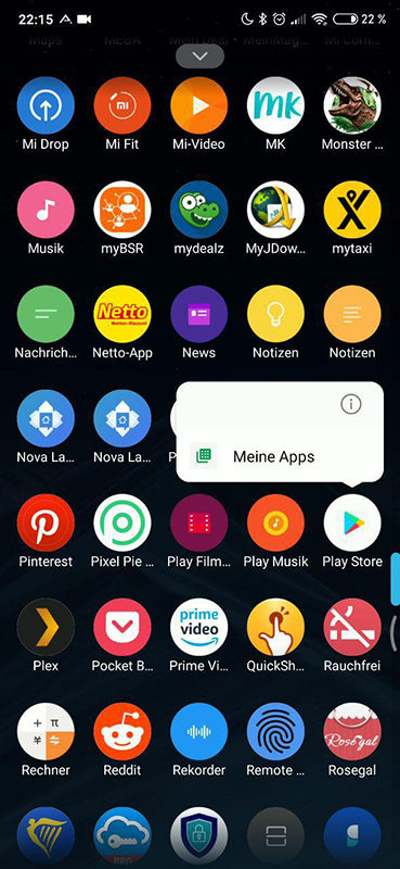 MIUI Launcher gaveta de aplicativos