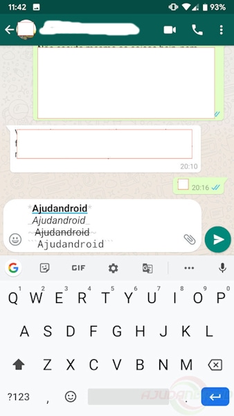 WhatsApp edição de texto