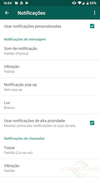 WhatsApp notificações personalizadas