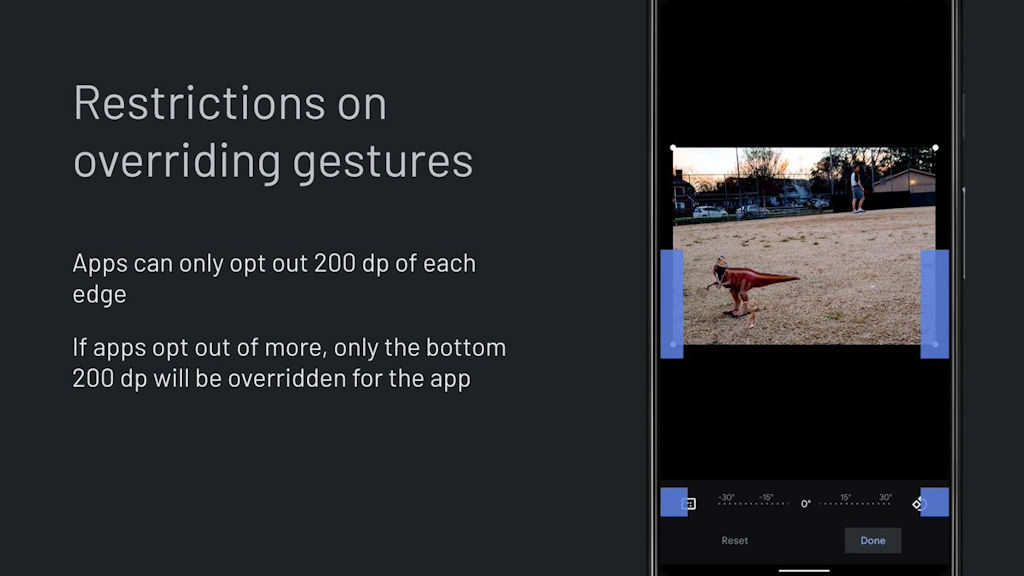 Android Q Beta 5 restrição gestos