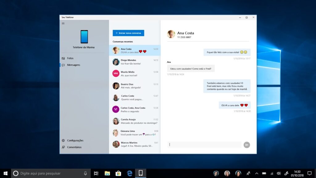 Aplicativo para Windows 10 Seu Telefone