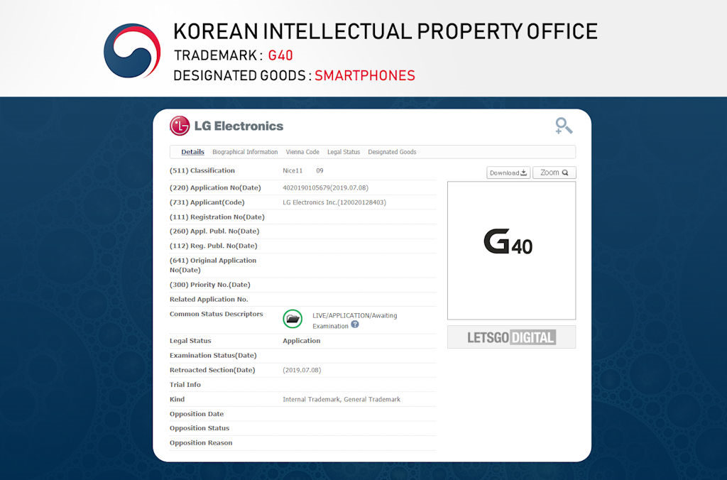 LG G40 marca de propriedade