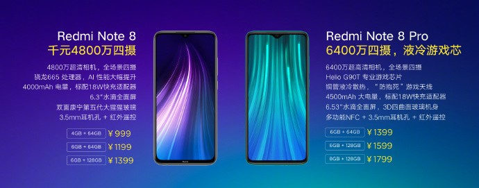 Redmi Note 8 e Redmi Note 8 Pro