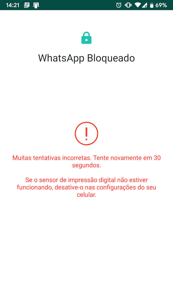 Bloqueio de impressão digital no WhatsApp