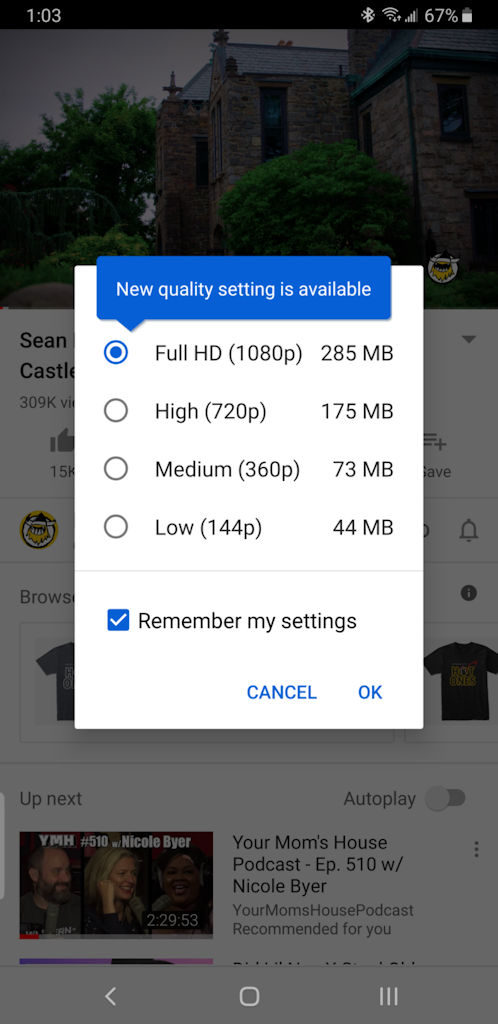 Youtube Premium download 1080p