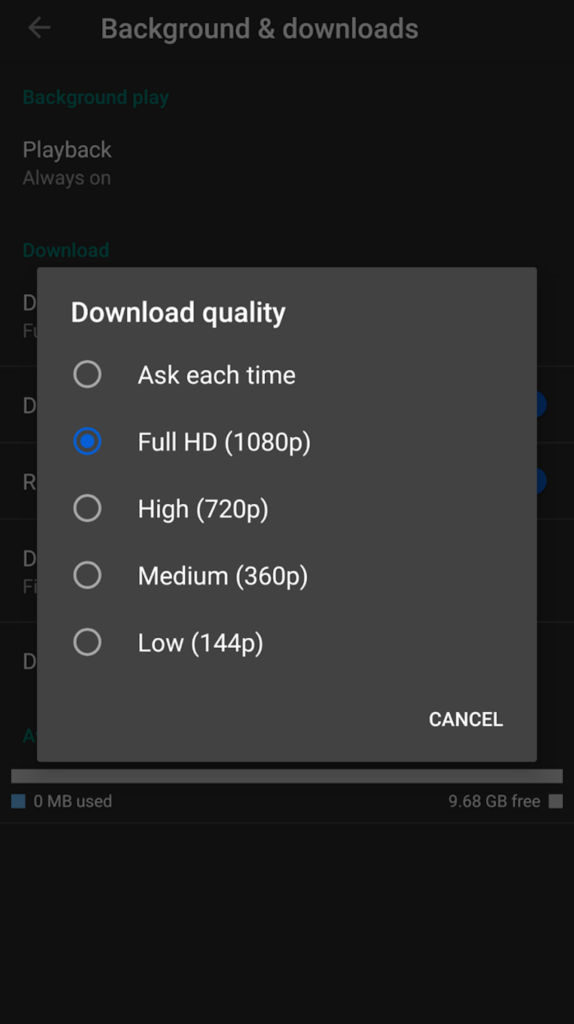Youtube Premium download 1080p