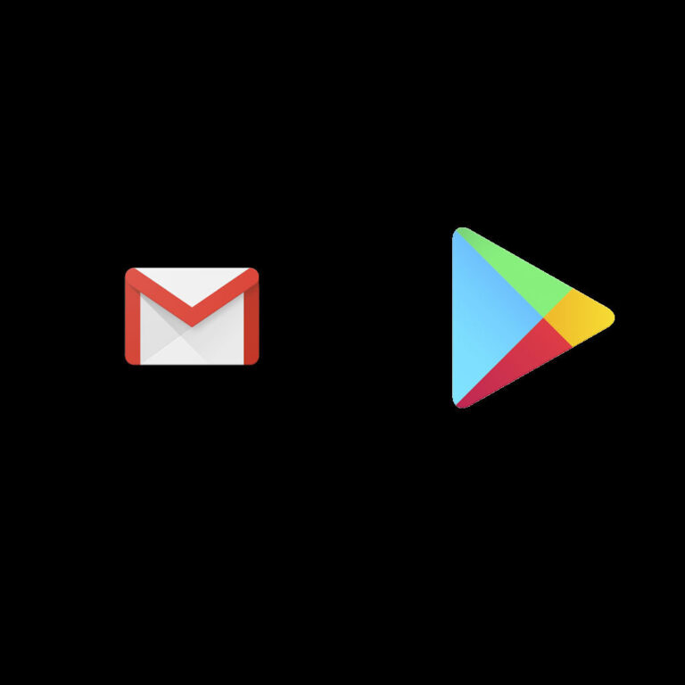 Gmail e Google Play tema escuro