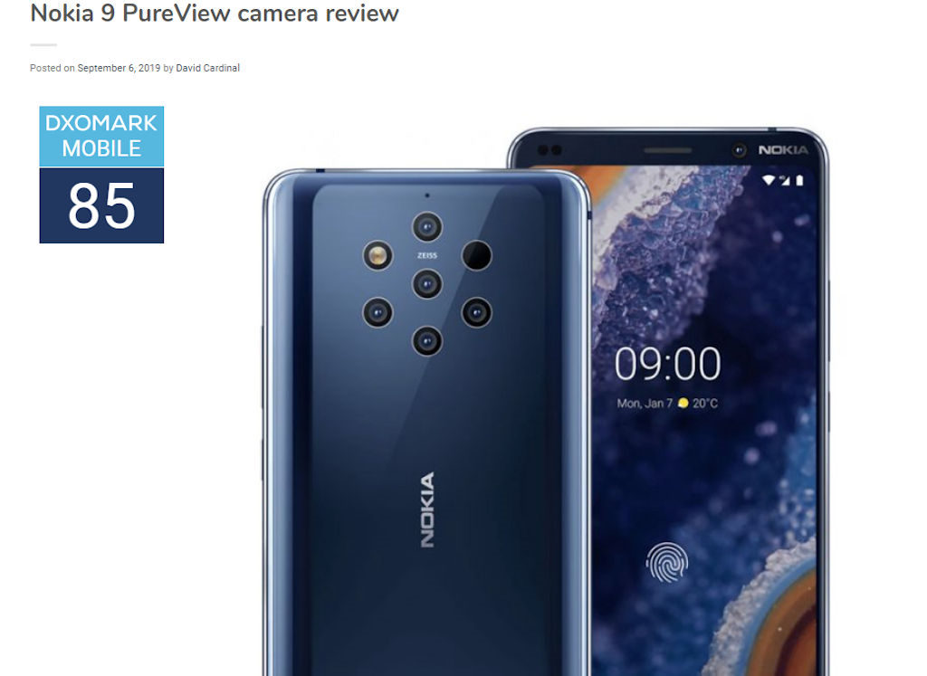 Nokia 9 PureView teste DxOMark