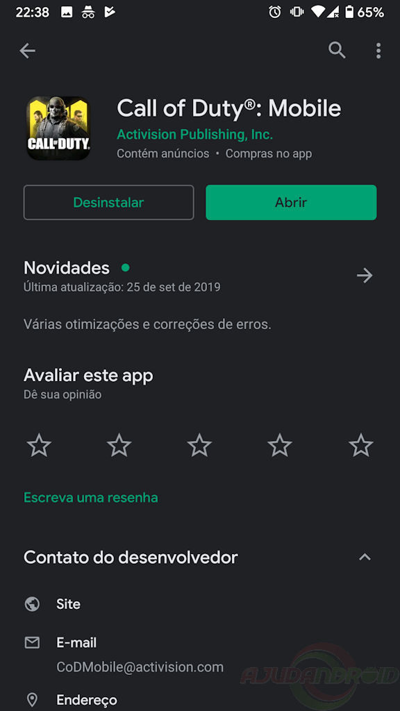 Google Play tema escuro