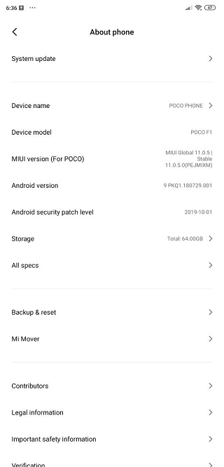 PocoPhone F1 com MIUI 11