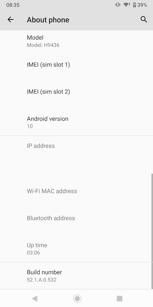 Android 10 Xperia XZ3