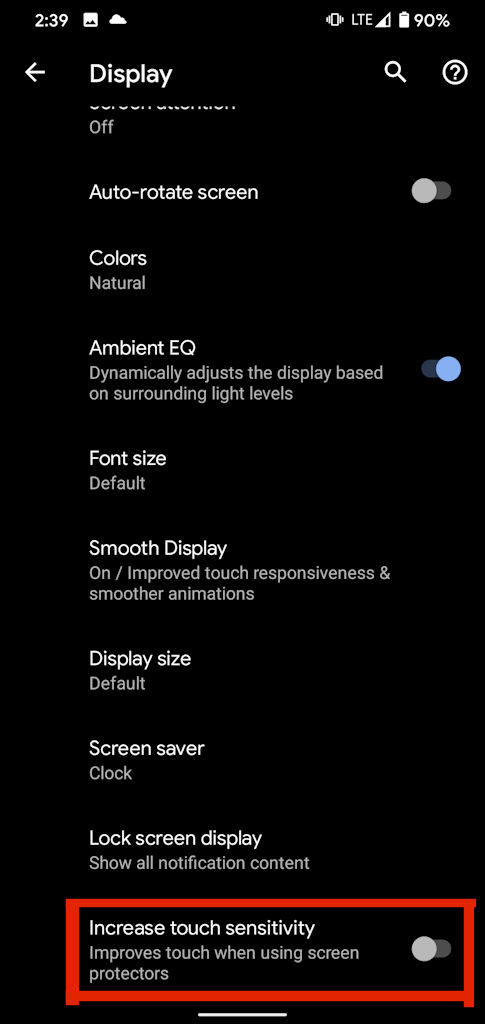 Android 11 aumentar sensibilidade da tela