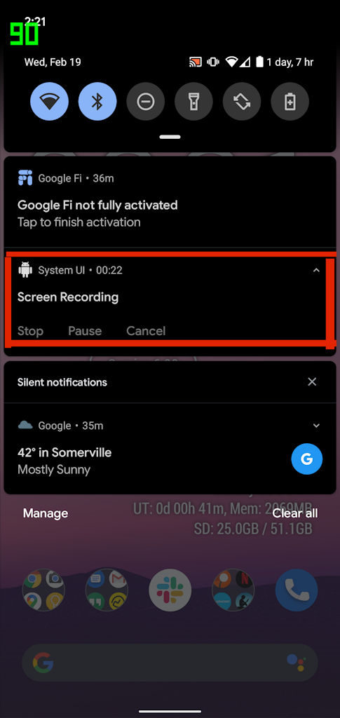 Android 11 gravador de tela