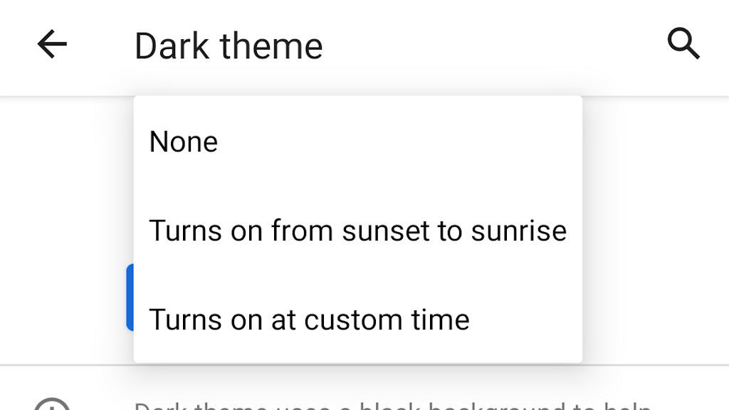 Android 11 tema escuro automático