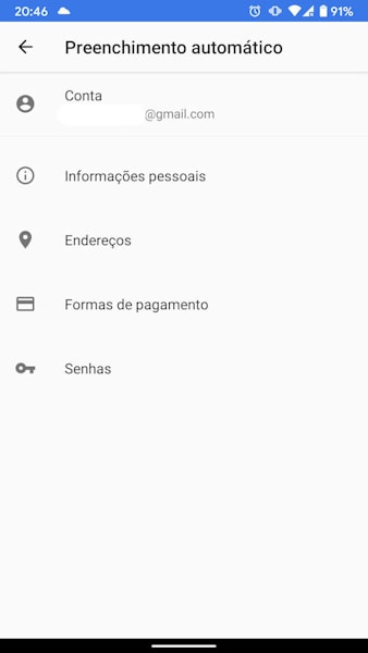 Menu de Privacidade do Android