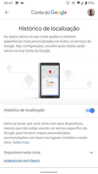 Menu de Privacidade do Android