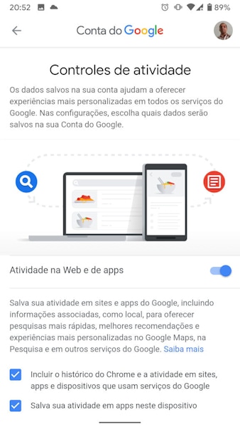 Menu de Privacidade do Android