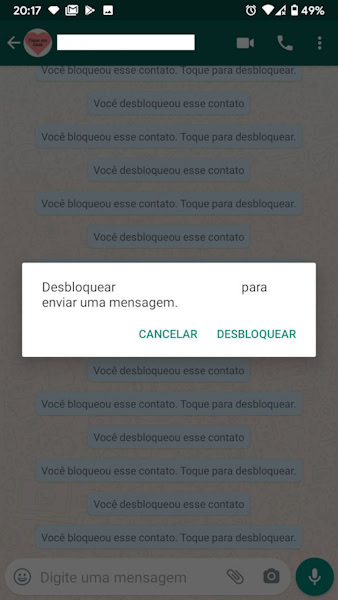 WhatsApp aviso de bloqueio