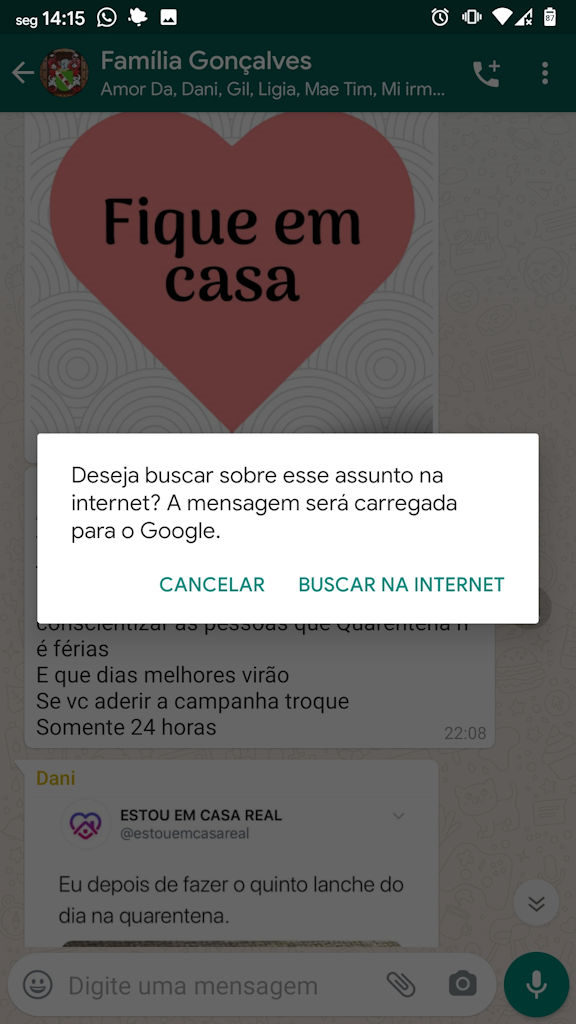 WhatsApp permite pesquisar no Google