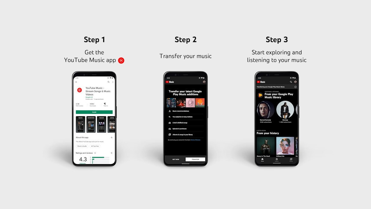 Google Play Music transferência de conteúdo para o YouTube Music 