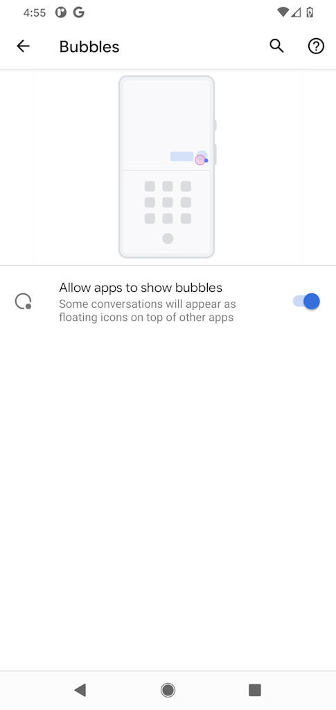 Android 11 notificações em bolha