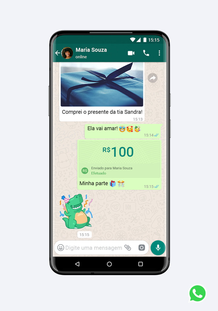 WhatsApp recurso pagamento e envio e recebimento de dinheiro