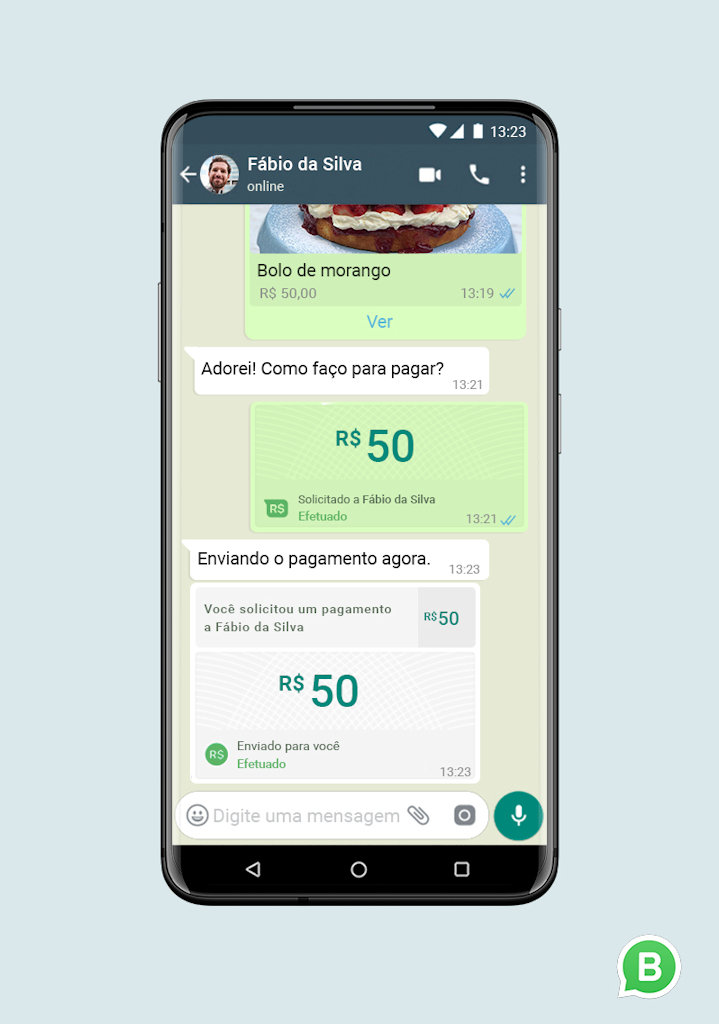 WhatsApp recurso pagamento e envio e recebimento de dinheiro