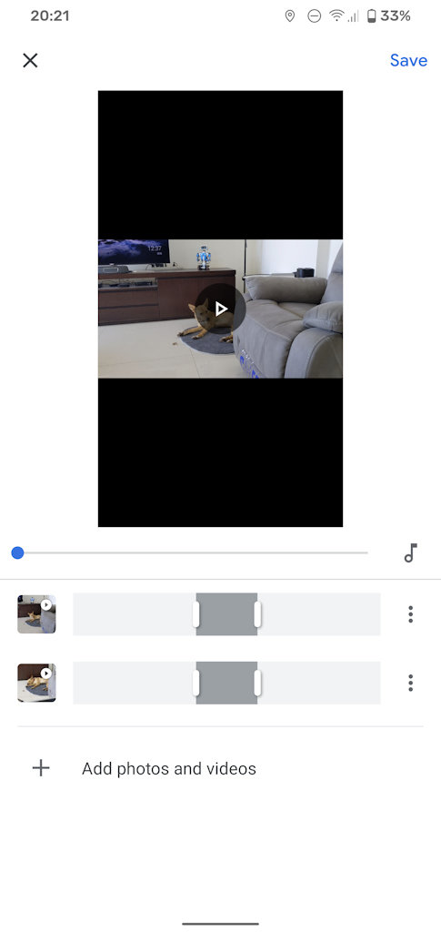 Vídeos criados no Google Fotos apenas na vertical