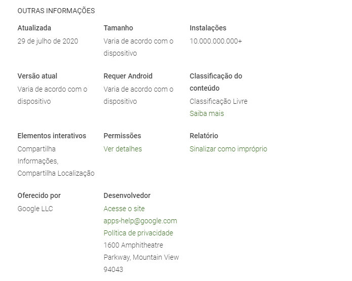 Google Play Services 10 bilhões de download