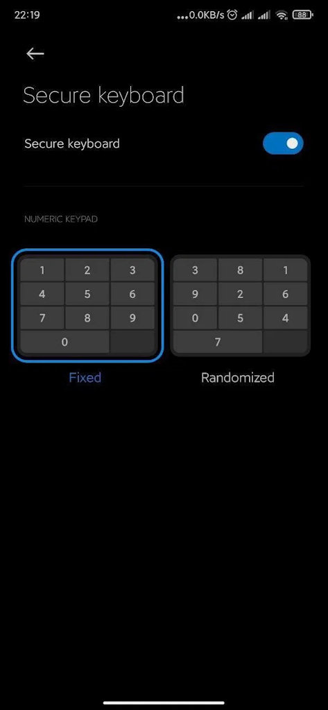 MIUI 12.1 desbloqueio com teclado seguro randômico