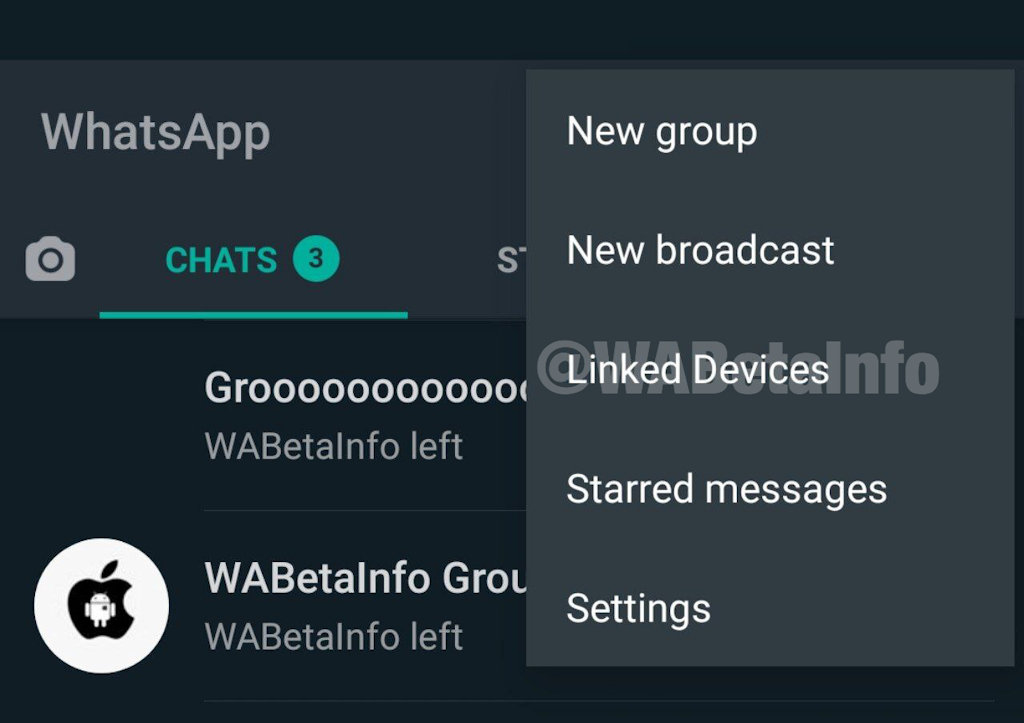 WhatsApp opção de dispositivos vinculados