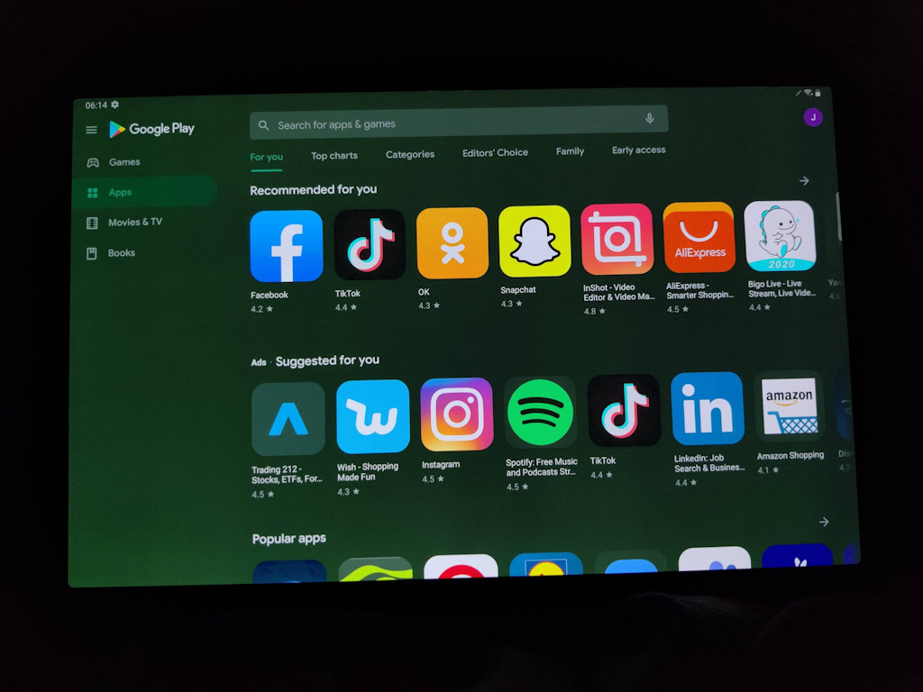 Galaxy Tab S7 tela verde